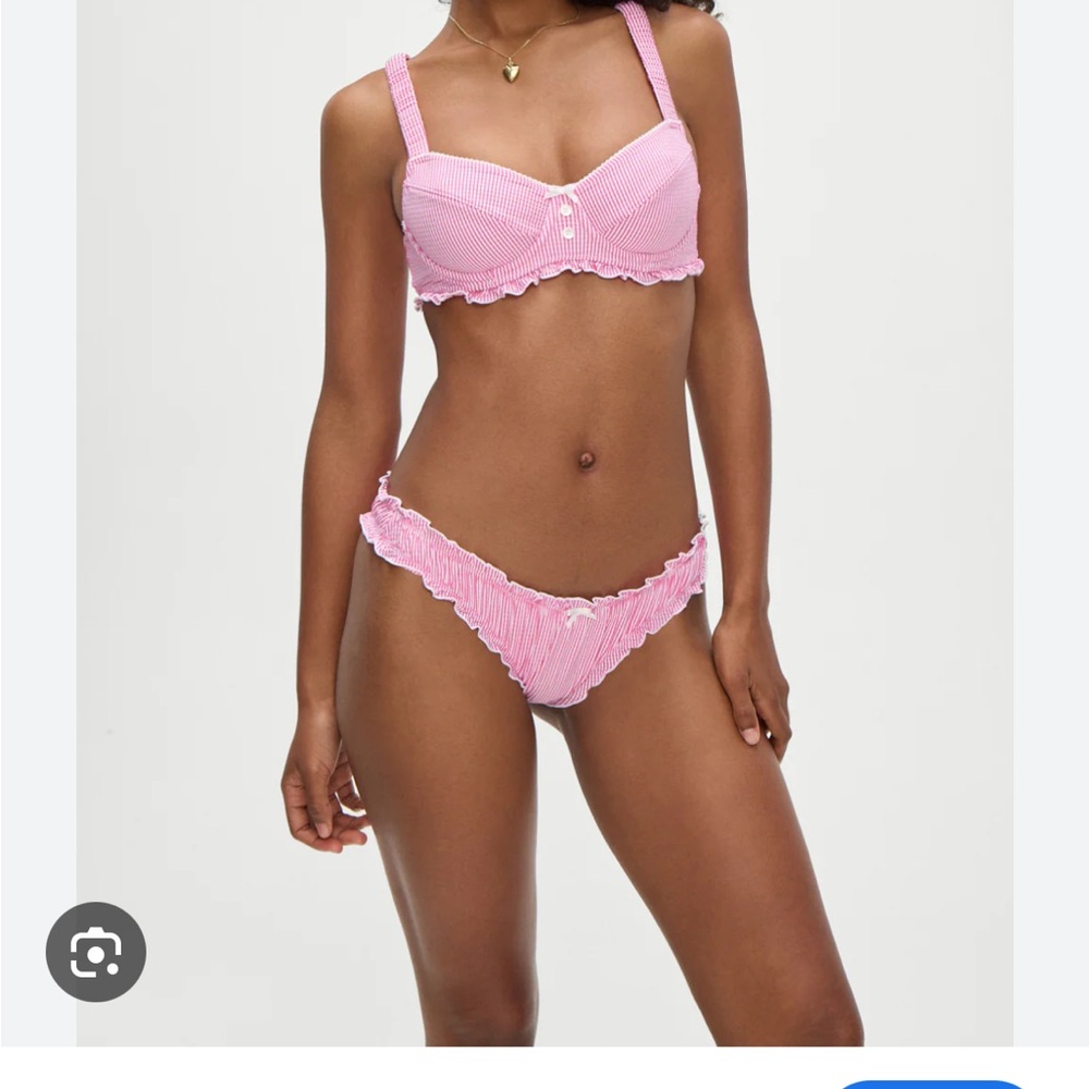 ISO Frankie’s Bikinis pink stripe set - Jane top and Beloved bottom